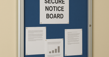 Secure tamperproof notice board installed in a behavioral health facility with anti-ligature features